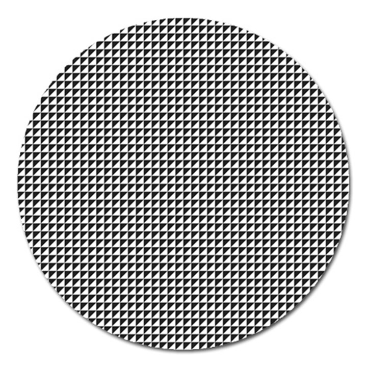 Triangulate Black And White Magnet 5  (Round)