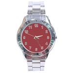 Red Triangulate Stainless Steel Analogue Watch Front