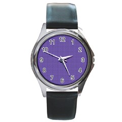 Purple Triangulate Round Metal Watch by jumpercat