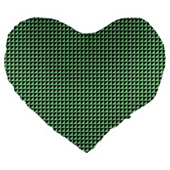 Green Triangulate Large 19  Premium Flano Heart Shape Cushions by jumpercat