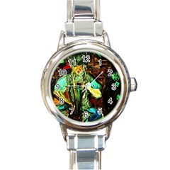 Girl In A Bar Round Italian Charm Watch by bestdesignintheworld