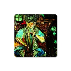 Girl In A Bar Square Magnet by bestdesignintheworld