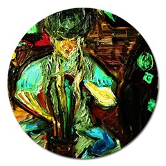 Girl In A Bar Magnet 5  (round) by bestdesignintheworld