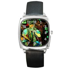 Girl In A Bar Square Metal Watch by bestdesignintheworld