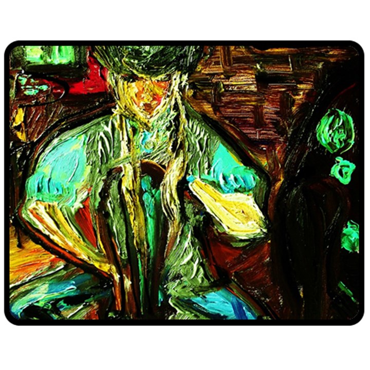 girl in a bar Double Sided Fleece Blanket (Medium) 