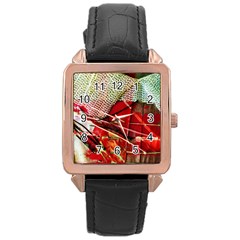 Hidden Strings Of Puity 14 Rose Gold Leather Watch  by bestdesignintheworld