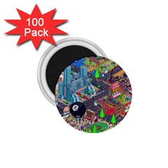 Pixel Art City 1 75  Magnets (100 Pack)  by Sapixe