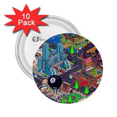 Pixel Art City 2 25  Buttons (10 Pack)  by Sapixe