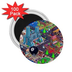 Pixel Art City 2 25  Magnets (100 Pack)  by Sapixe