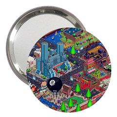 Pixel Art City 3  Handbag Mirrors by Sapixe