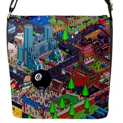 Pixel Art City Flap Messenger Bag (s) by Sapixe