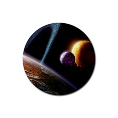 Planets In Space Rubber Coaster (round)  by Sapixe