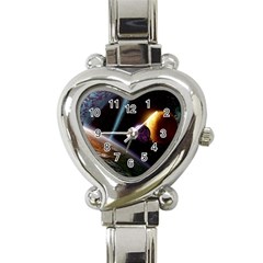 Planets In Space Heart Italian Charm Watch by Sapixe