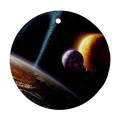 Planets In Space Round Ornament (two Sides) by Sapixe