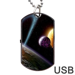 Planets In Space Dog Tag Usb Flash (two Sides) by Sapixe