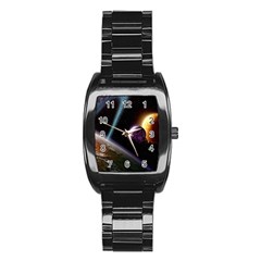 Planets In Space Stainless Steel Barrel Watch by Sapixe