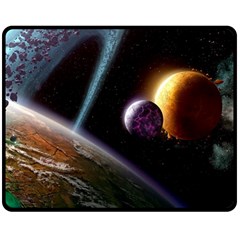 Planets In Space Double Sided Fleece Blanket (medium)  by Sapixe