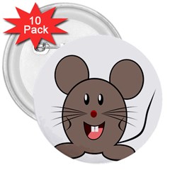 Raton Mouse Christmas Xmas Stuffed Animal 3  Buttons (10 Pack) 