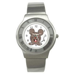 Raton Mouse Christmas Xmas Stuffed Animal Stainless Steel Watch by Sapixe