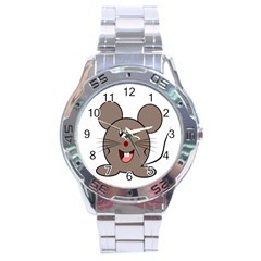 Raton Mouse Christmas Xmas Stuffed Animal Stainless Steel Analogue Watch by Sapixe