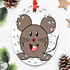 Raton Mouse Christmas Xmas Stuffed Animal Ornament (oval Filigree) by Sapixe