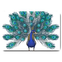 Peacock Bird Peacock Feathers Large Doormat  by Sapixe