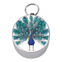 Peacock Bird Peacock Feathers Mini Silver Compasses by Sapixe