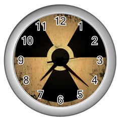 Radioactive Warning Signs Hazard Wall Clocks (silver)  by Sapixe