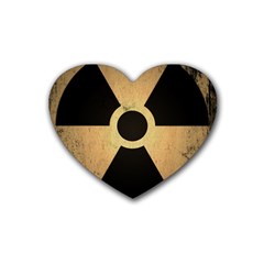 Radioactive Warning Signs Hazard Rubber Coaster (heart)  by Sapixe