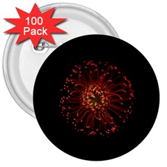 Red Flower Blooming In The Dark 3  Buttons (100 Pack)  by Sapixe