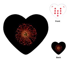 Red Flower Blooming In The Dark Playing Cards (heart)  by Sapixe