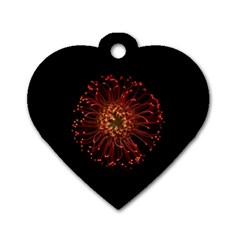 Red Flower Blooming In The Dark Dog Tag Heart (one Side) by Sapixe