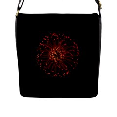 Red Flower Blooming In The Dark Flap Messenger Bag (l)  by Sapixe