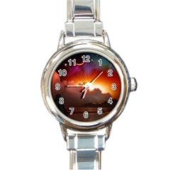 Red Fantasy Round Italian Charm Watch