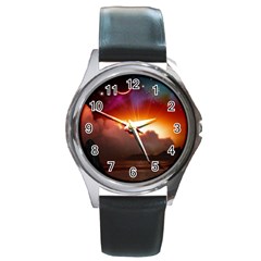 Red Fantasy Round Metal Watch