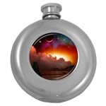 Red Fantasy Round Hip Flask (5 oz) Front