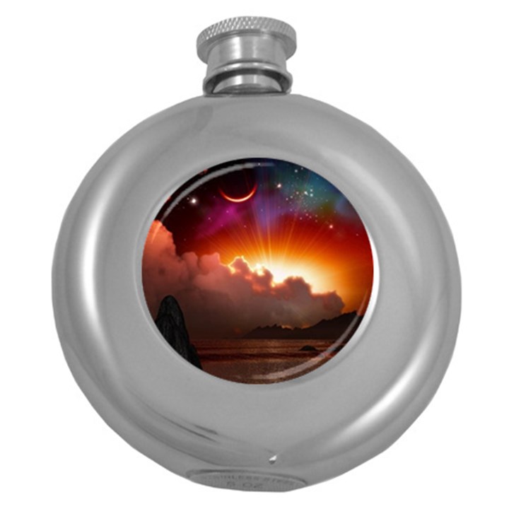 Red Fantasy Round Hip Flask (5 oz)