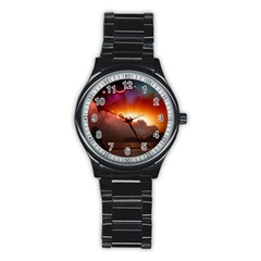 Red Fantasy Stainless Steel Round Watch