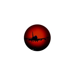 Red Sun Jet Flying Over The City Art 1  Mini Buttons by Sapixe