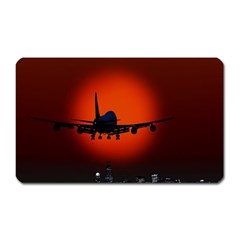 Red Sun Jet Flying Over The City Art Magnet (rectangular) by Sapixe