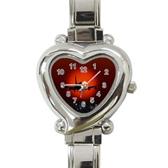 Red Sun Jet Flying Over The City Art Heart Italian Charm Watch by Sapixe