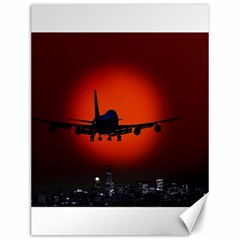 Red Sun Jet Flying Over The City Art Canvas 12  X 16   by Sapixe