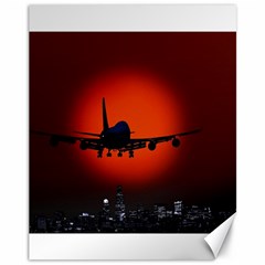 Red Sun Jet Flying Over The City Art Canvas 11  X 14   by Sapixe