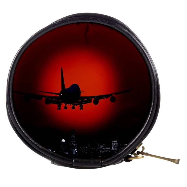 Red Sun Jet Flying Over The City Art Mini Makeup Bags