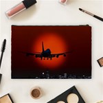 Red Sun Jet Flying Over The City Art Cosmetic Bag (Large)  Back