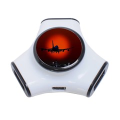 Red Sun Jet Flying Over The City Art 3-port Usb Hub by Sapixe