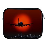 Red Sun Jet Flying Over The City Art Apple iPad 2/3/4 Zipper Cases Front