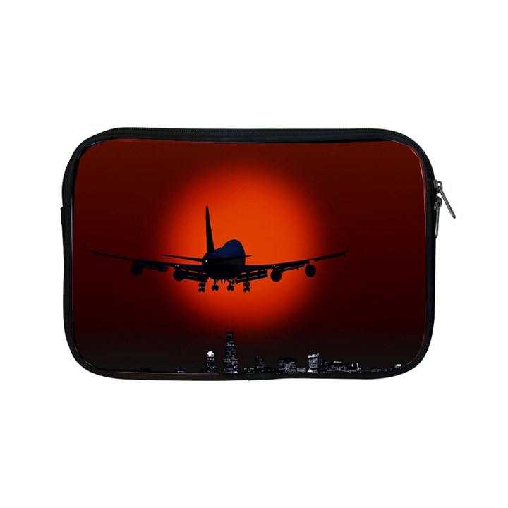 Red Sun Jet Flying Over The City Art Apple iPad Mini Zipper Cases