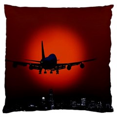 Red Sun Jet Flying Over The City Art Standard Flano Cushion Case (one Side) by Sapixe