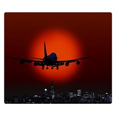 Red Sun Jet Flying Over The City Art Double Sided Flano Blanket (small)  by Sapixe